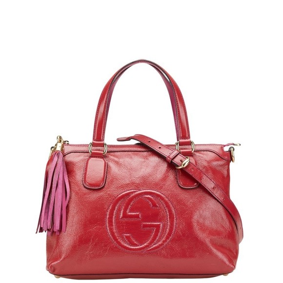 Gucci Soho GG Interlocking Bag leather Shoulder red - Picture 1 of 8